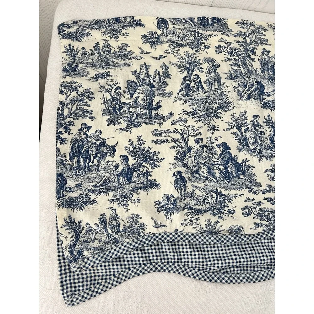 One Waverly Blue Toile & Gingham Double Valance 54